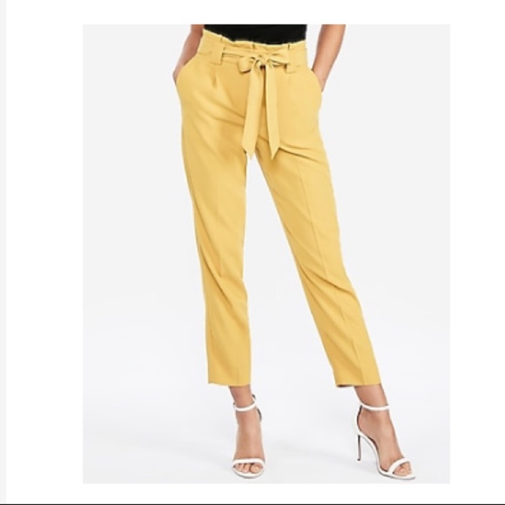 High Waist Ankle Paperbag Pants